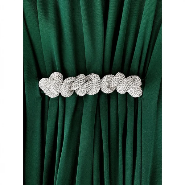 SemSem Gathered Viscose Jersey Kaftan Dress in Emerald, view 4