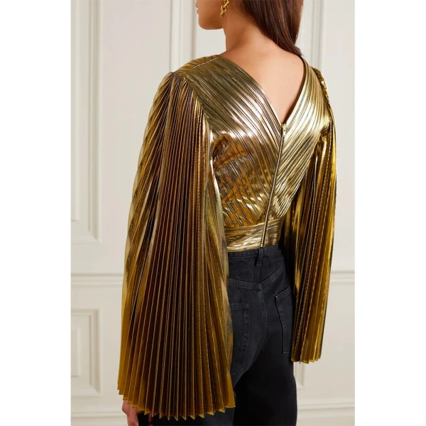 SemSem Gold Plissé Wrap Effect Top, view 4