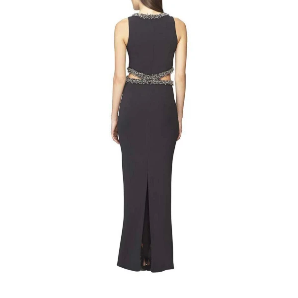 SemSem Italian Crepe Cut-Out Dress with Beading in Black, view 5