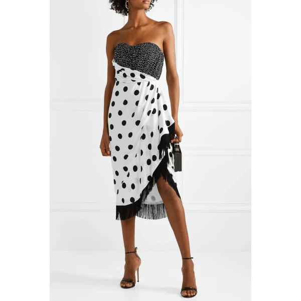 SemSem Polka Dot-Fringe Dress in Black, view 3