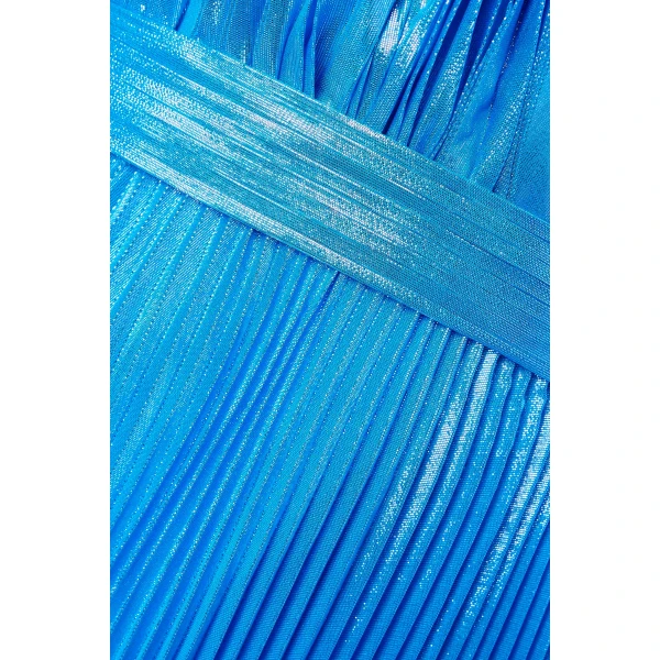 SemSem Sky Blue Metallic Halter Gown, view 5
