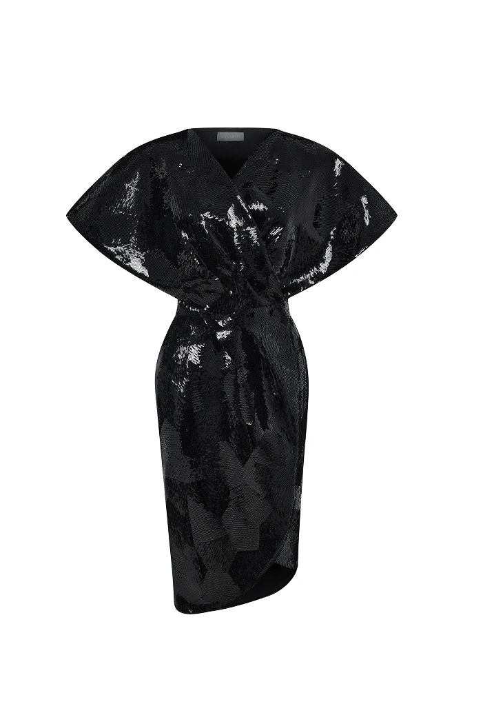 Sequin midi dress in Black