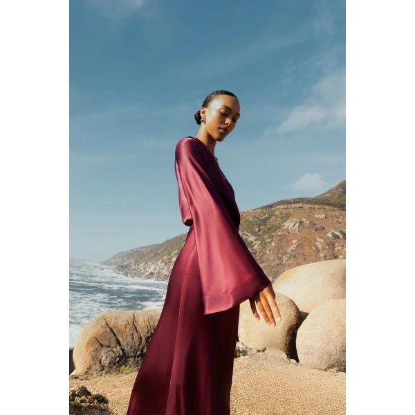 Shona Joy La Lune Long Sleeve Wrap Maxi Dress, view 3
