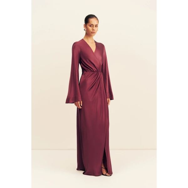 Shona Joy La Lune Long Sleeve Wrap Maxi Dress, view 4
