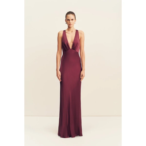 Shona Joy La Lune Plunged Cross Back Maxi Dress, view 2