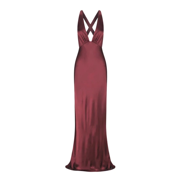 Shona Joy La Lune Plunged Cross Back Maxi Dress