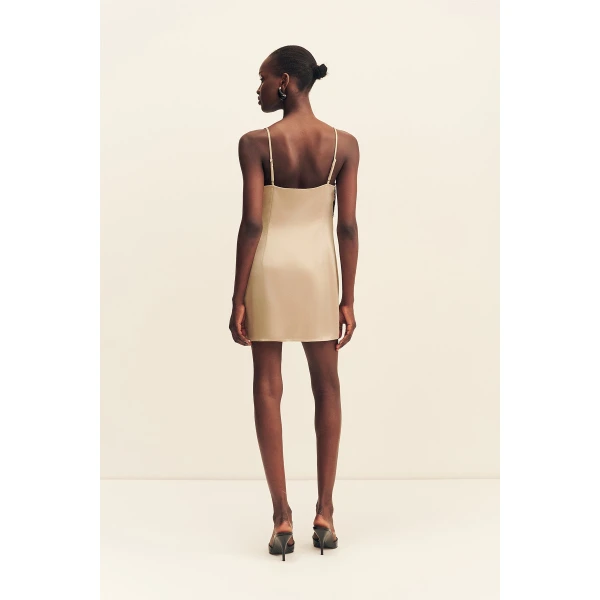 Shona Joy Lucia Lace Mini Dress in Champagne Lace, view 6
