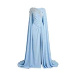 Tony Ward Skylight Blue Asymmetric Crepe Gown