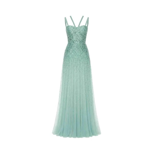 Water Green Beaded Corset Gown
