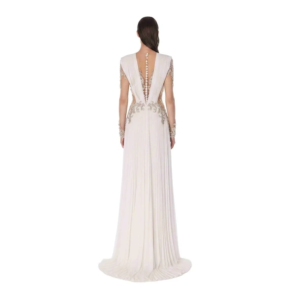 Tony Ward White Beaded A-Line Gown, view 4