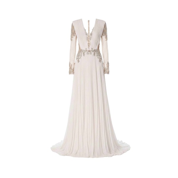 Tony Ward White Beaded A-Line Gown
