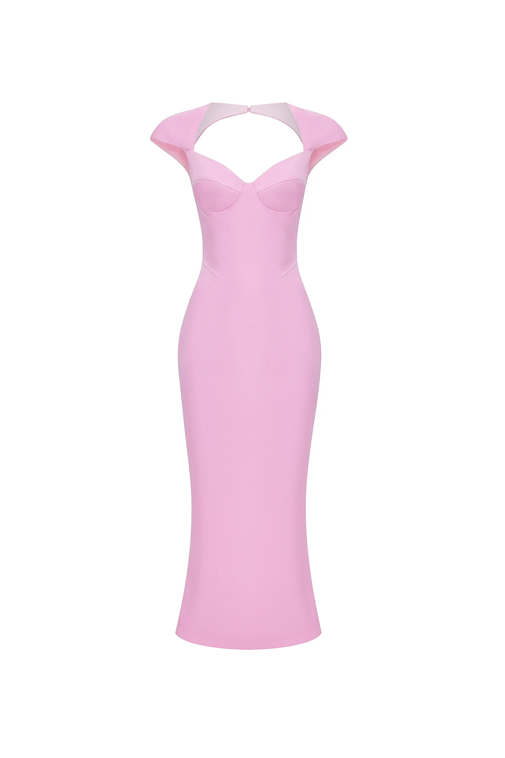 Viscose crepe midi dress in Light Pink