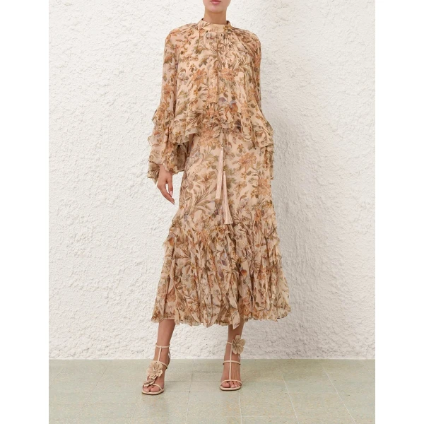 Zimmermann Ascent Cascading Midi Skirt, view 2