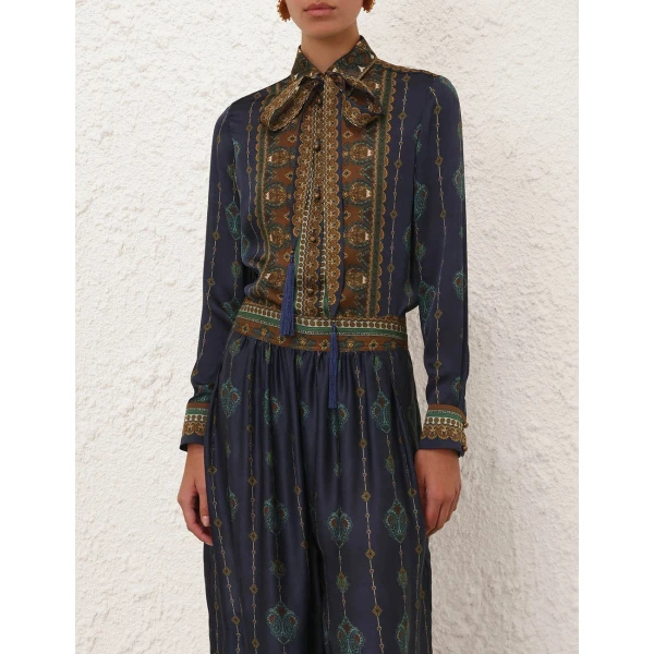 Zimmermann Ascent Satin Scarf Shirt, view 2