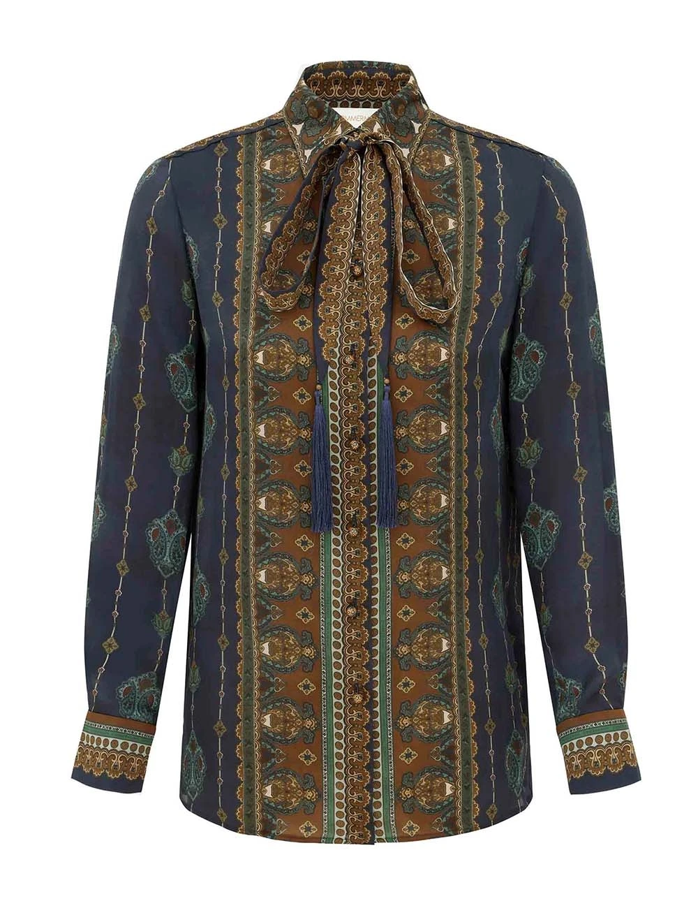 Zimmermann Ascent Satin Scarf Shirt | Ready to Wear Collection Luxury Shoes Zimmermann Ascent Satin Scarf Shirt