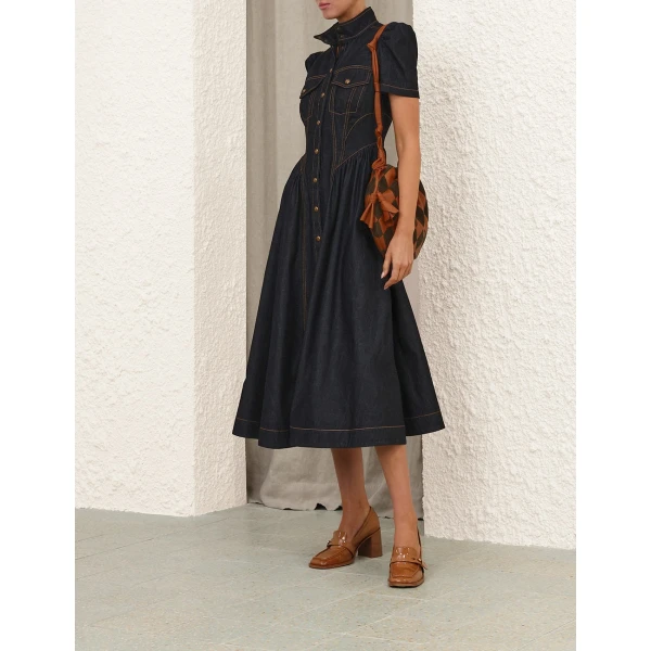 Zimmermann Denim Corset Midi Dress, view 3