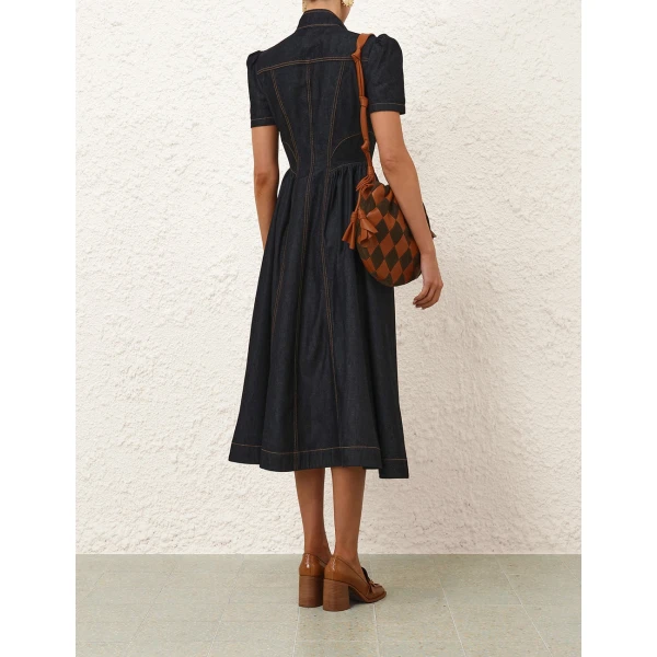 Zimmermann Denim Corset Midi Dress, view 4