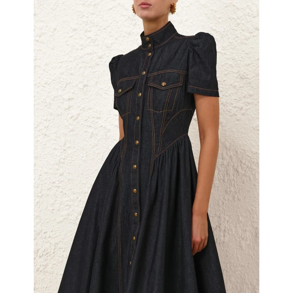 Zimmermann Denim Corset Midi Dress, view 5