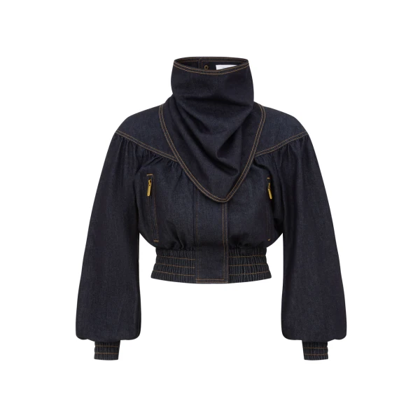 Zimmermann Denim Handkerchief Bomber Jacket