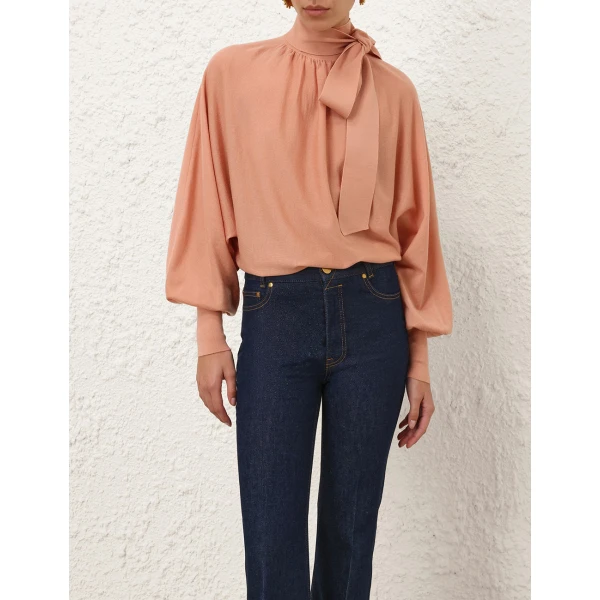 Zimmermann Merino Tie Neck Sweater, view 2