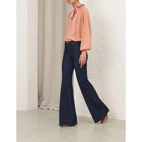 Zimmermann Merino Tie Neck Sweater, view 3