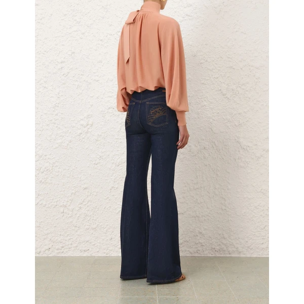 Zimmermann Merino Tie Neck Sweater, view 4