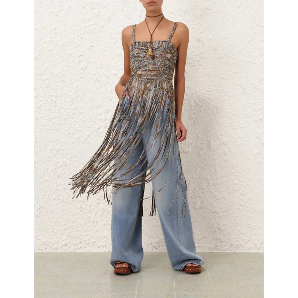 Zimmermann Sundance Macrame Fringe Tank Top, view 2