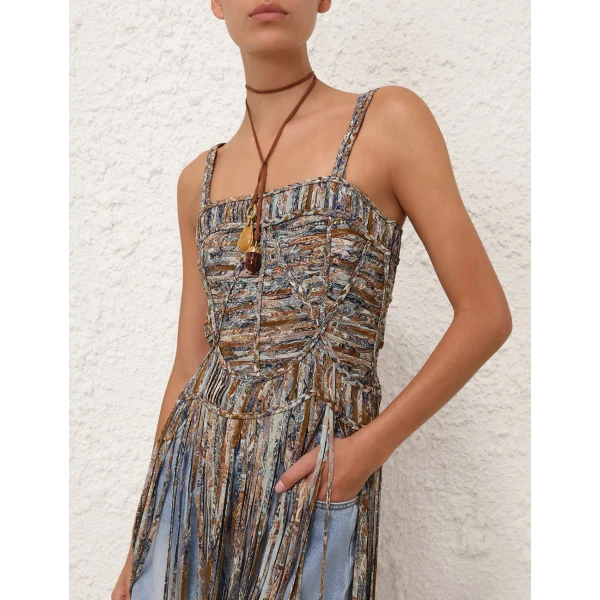 Zimmermann Sundance Macrame Fringe Tank Top, view 5