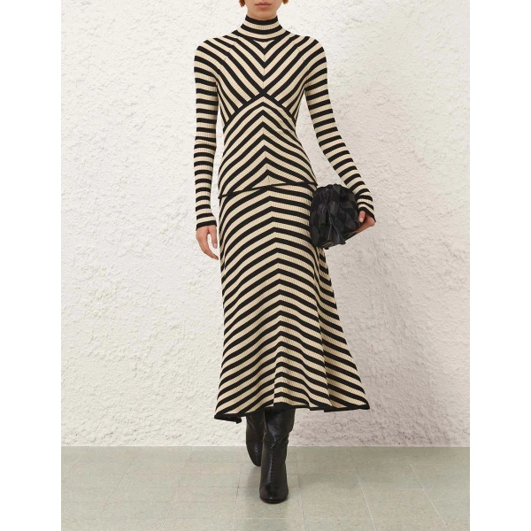 Zimmermann Valiant Deco Stripe Midi Skirt, view 2