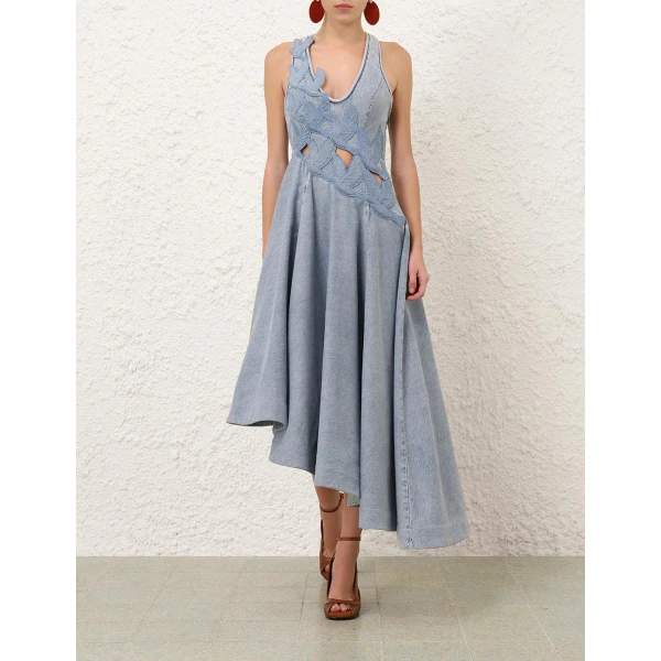 Zimmermann Valiant Denim Applique Dress, view 2