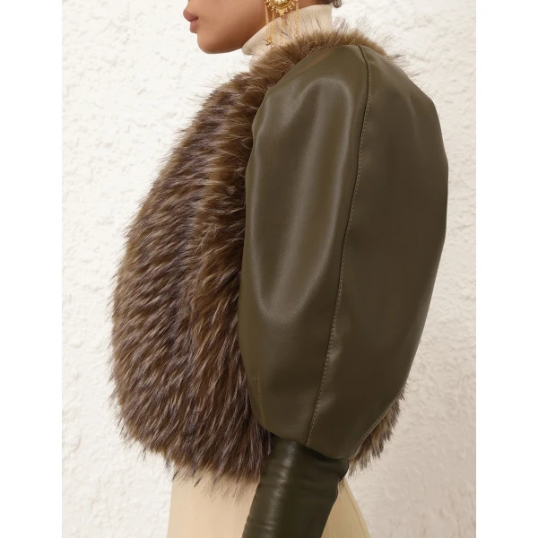Zimmermann Valiant Faux Fur Bolero Jacket, view 5