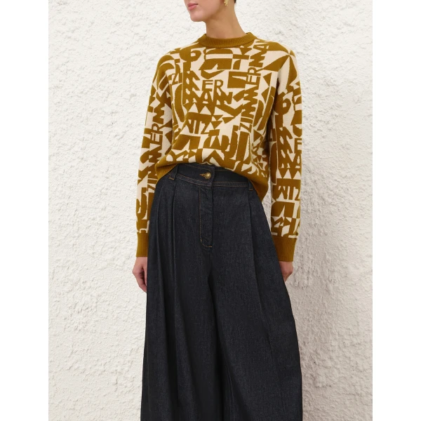 Zimmermann Valiant Jacquard Crop Sweater, view 2