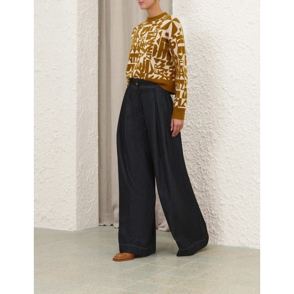 Zimmermann Valiant Jacquard Crop Sweater, view 3