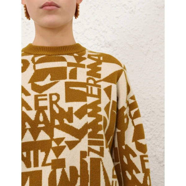 Zimmermann Valiant Jacquard Crop Sweater, view 5