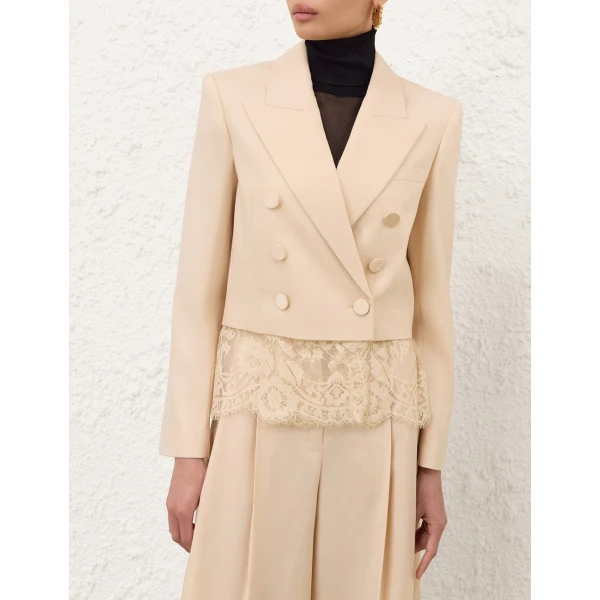 Zimmermann Valiant Lace Cropped Blazer, view 2