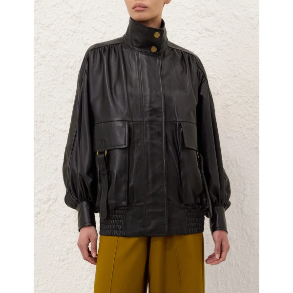 Zimmermann Valiant Leather Bomber Jacket, view 2