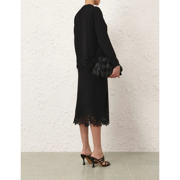 Zimmermann Valiant Merino Lace Midi Skirt, view 4