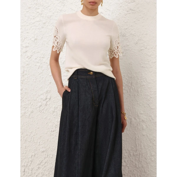 Zimmermann Valiant Merino Lace Tee Top, view 2
