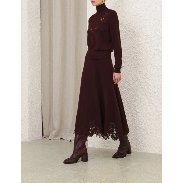 Zimmermann Valiant Merino Lace Turtleneck Top, view 3