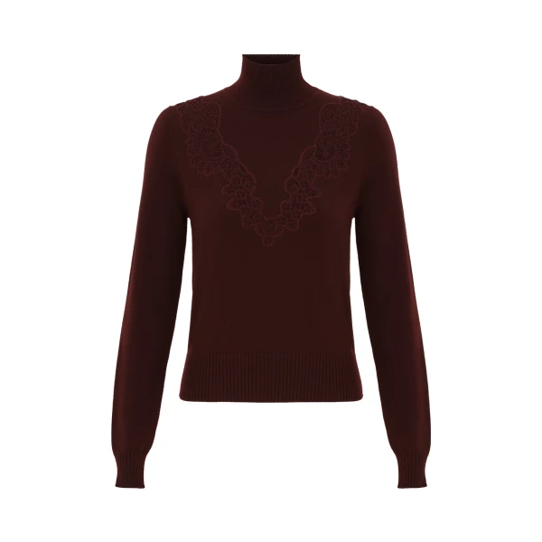 Zimmermann Valiant Merino Lace Turtleneck Top