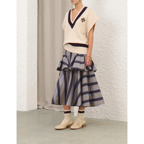 Zimmermann Valiant Peplum Midi Skirt, view 3