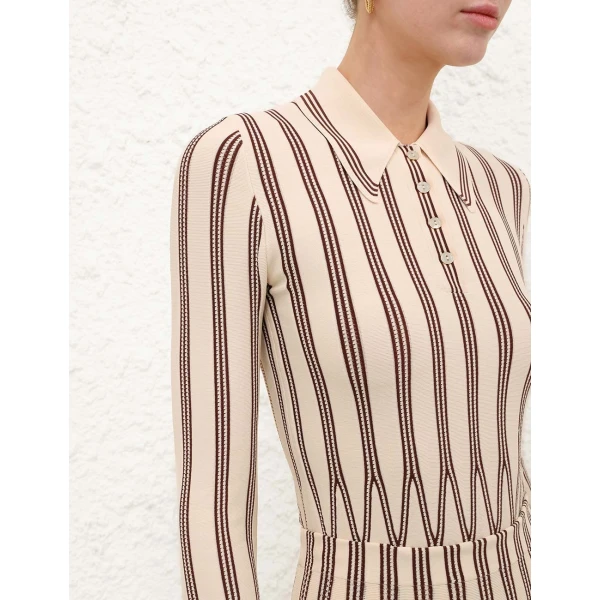 Zimmermann Valiant Striped Polo Top, view 5