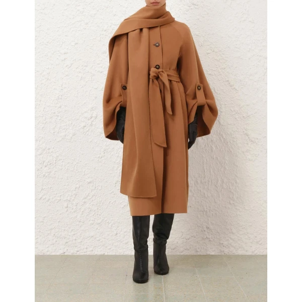 Zimmermann Valiant Wool Scarf Coat, view 2