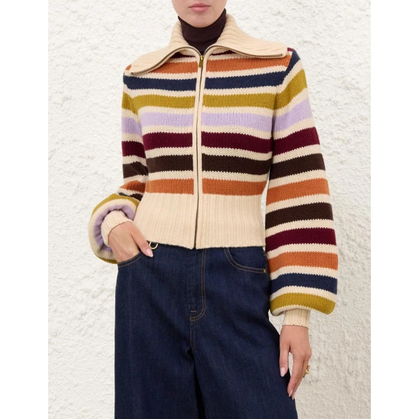 Zimmermann Valiant Wool Striped Bomber Jacket, view 2