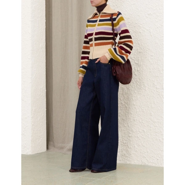 Zimmermann Valiant Wool Striped Bomber Jacket, view 3