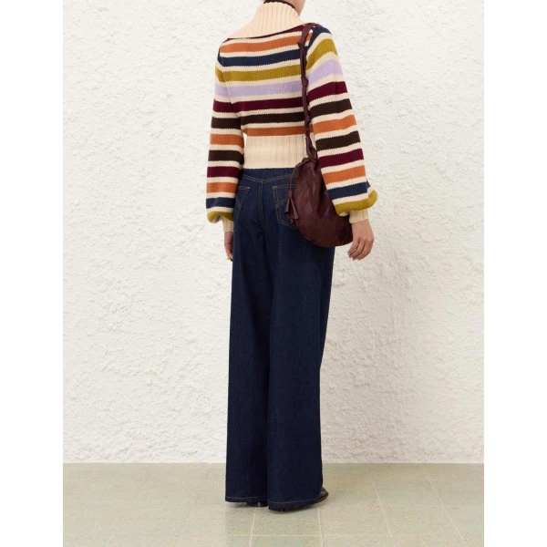 Zimmermann Valiant Wool Striped Bomber Jacket, view 4