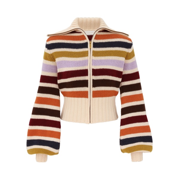 Zimmermann Valiant Wool Striped Bomber Jacket