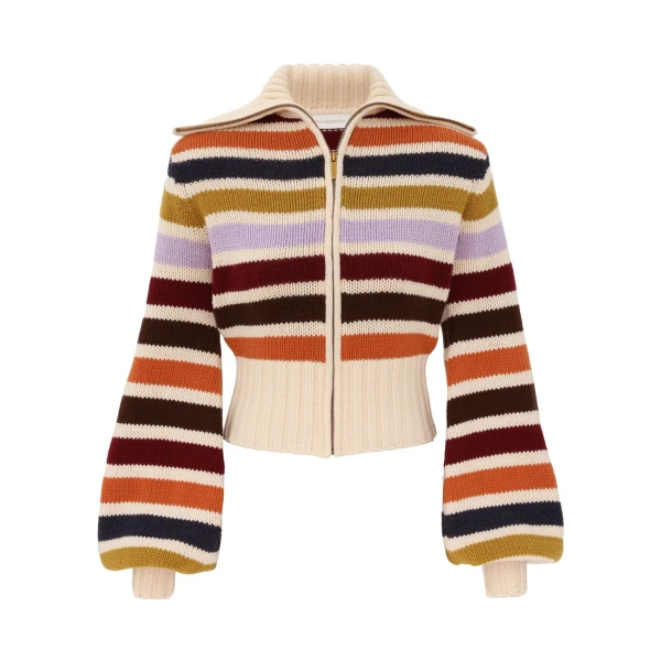Zimmermann Valiant Wool Striped Bomber Jacket