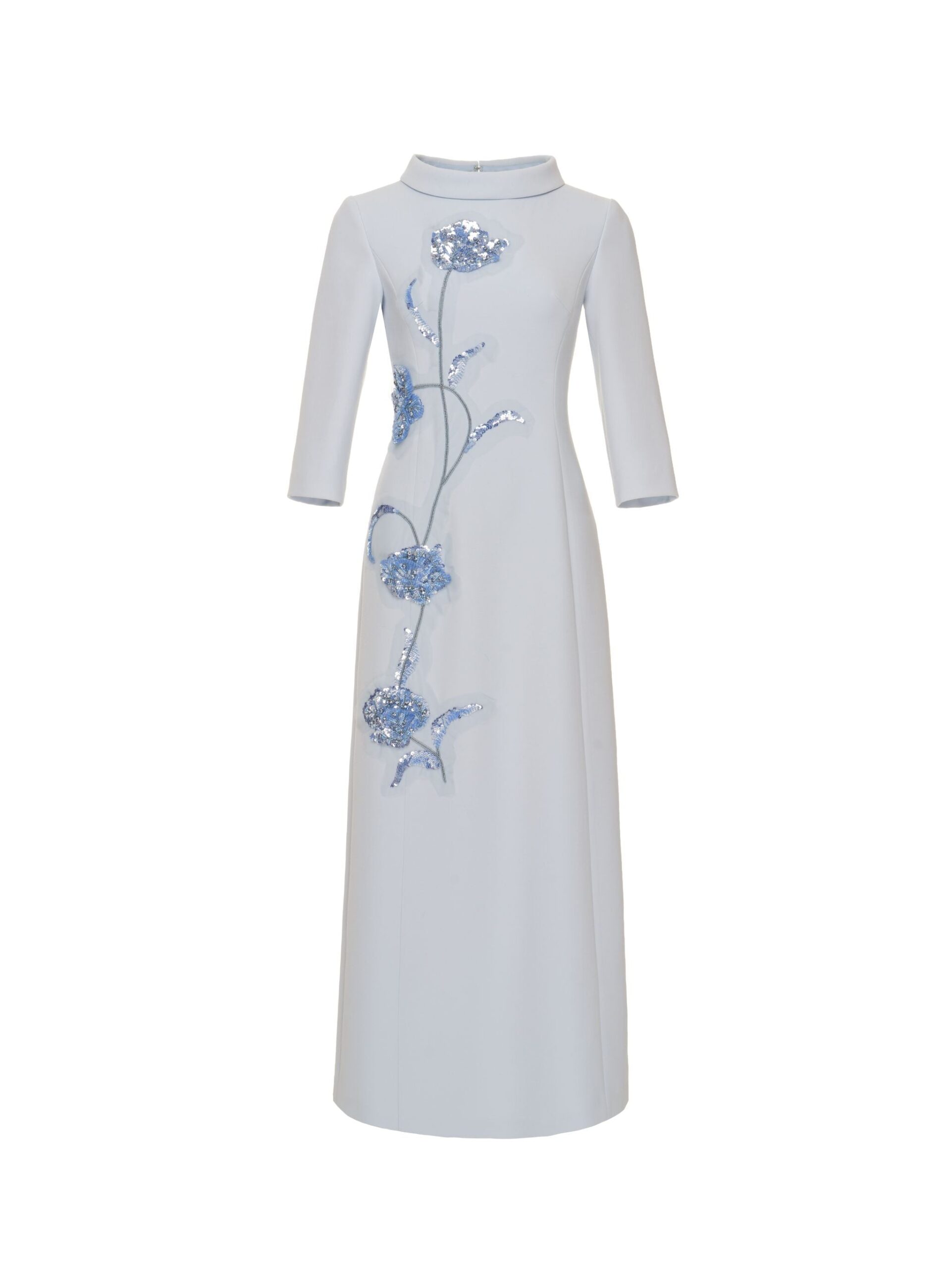 Brianna Full Length Dress in Blue Crepe