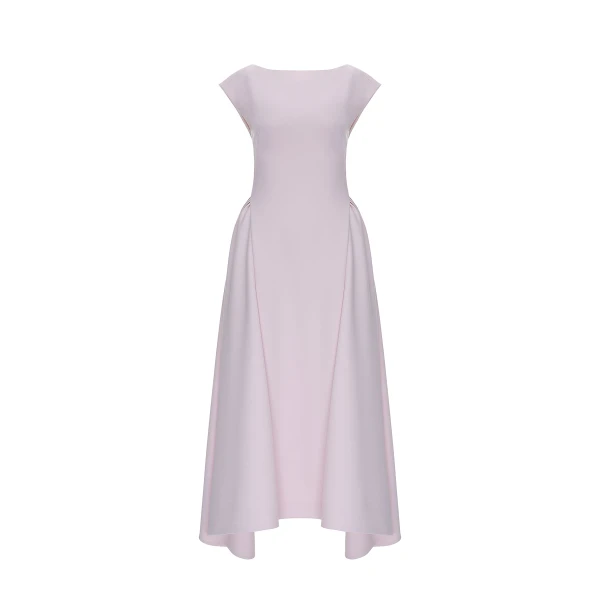 Aimee Midi Dress in Pale Pink Crepe